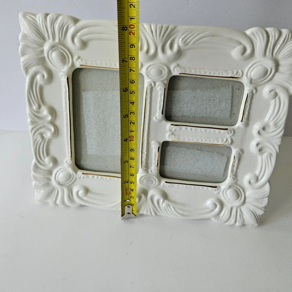 Vtg HB Group Porcelain Picture Frame 1997 Off White